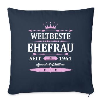 Weltbeste Ehefrau Seit 1964 Vintage Hochzeitstag - Sofakissenbezug 45 x 45 cm - Navy - Vorne