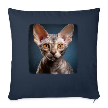 Devon Rex Kitten Devon Rex Cat - Sofa pillowcase 17,3'' x 17,3'' (45 x 45 cm) - navy - Front