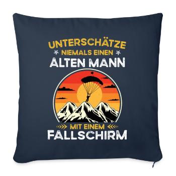Never underestimate old man with parachute - Sofa pillowcase 17,3'' x 17,3'' (45 x 45 cm) - navy - Front