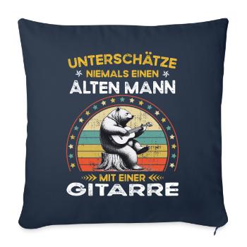 Ne sous-estimez jamais le vieil homme avec une guitare - Housse de coussin décorative 45 x 45 cm - bleu marine - Devant