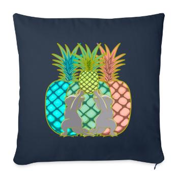 Ananas Chats Fruits Fruits Yogi Yoga Retro 80's - Housse de coussin décorative 45 x 45 cm - bleu marine - Devant