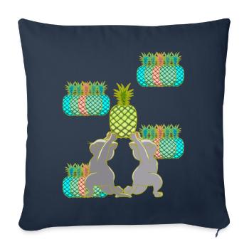 Ananas Chats Fruits Fruits Yogi Cat Yoga Retro - Housse de coussin décorative 45 x 45 cm - bleu marine - Devant