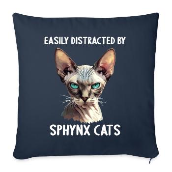 Chaton Sphynx Chat Sphynx - Housse de coussin décorative 45 x 45 cm - bleu marine - Devant