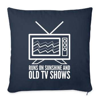 Télévision rétro Télévision des années 90 80 Ancienne émission de télévision - Housse de coussin décorative 45 x 45 cm - bleu marine - Devant