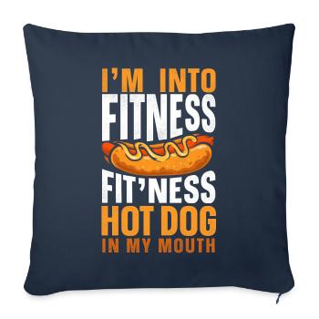 Hot Dog Adult Jeu de mots Je suis dans le fitness - Housse de coussin décorative 45 x 45 cm - bleu marine - Devant