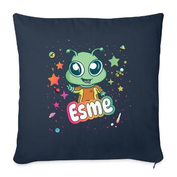 ESME - Schöner Mädchen Name mit süßem Alien - Sofakissenbezug 45 x 45 cm - Navy - Vorne