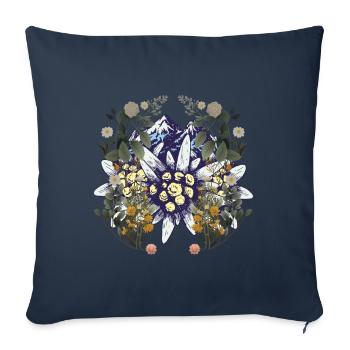 Alpes Montagnes Montagnes Nature Fleurs Nature Amoureux de la Nature - Housse de coussin décorative 45 x 45 cm - bleu marine - Devant