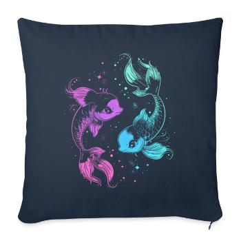 Signe du zodiaque Poissons Symbole d’astrologie Poissons - Housse de coussin décorative 45 x 45 cm - bleu marine - Devant