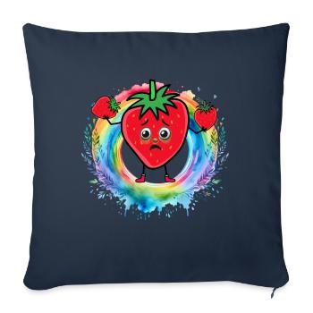 Fraises arc-en-ciel Fraise Fruits Fruits - Housse de coussin décorative 45 x 45 cm - bleu marine - Devant