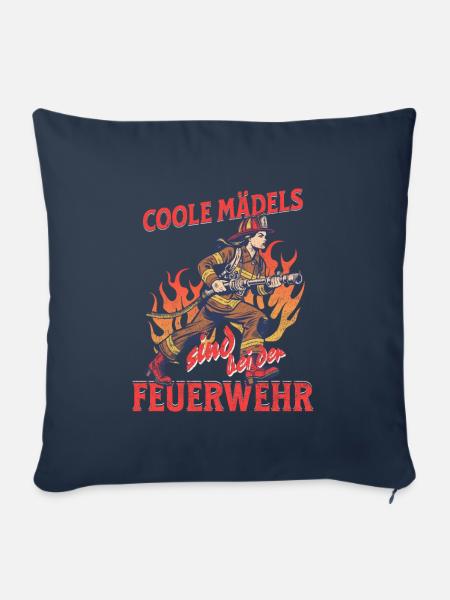 Feuerwehr - Coole Mädels sind bei der Feuerwehr - Sofakissenbezug 45 x 45 cm - Navy