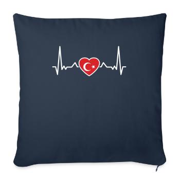 Battement de cœur de Turquie Drapeau turc Turk - Housse de coussin décorative 45 x 45 cm - bleu marine - Devant