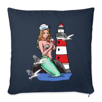 Mermaid Mermaid Mermaid Mermaid Sailors Maritime Ahoy - Sofa pillowcase 17,3'' x 17,3'' (45 x 45 cm) - navy - Front