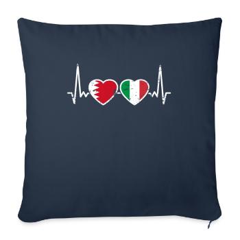 Bahreïn Italie Vintage Heartbeat Drapeau Bahreïn - Housse de coussin décorative 45 x 45 cm - bleu marine - Devant