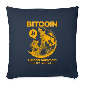 Crypto-monnaie Bitcoin BTC Satoshi Nakamoto - Housse de coussin décorative 45 x 45 cm - bleu marine - Devant