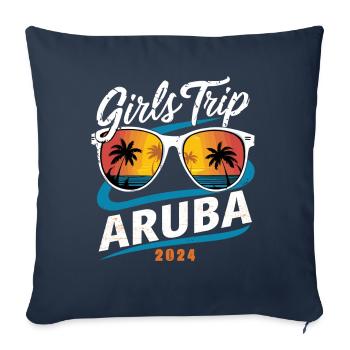 Voyage entre filles à Aruba 2024 - Housse de coussin décorative 45 x 45 cm - bleu marine - Devant