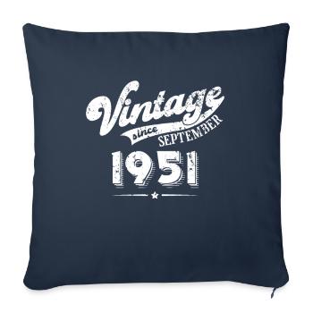 Millésime depuis septembre 1951 Cadeau d’anniversaire - Housse de coussin décorative 45 x 45 cm - bleu marine - Devant