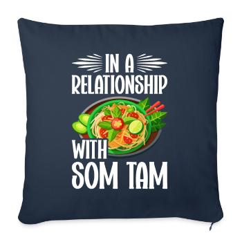 Som Tam Salade thaïlandaise Papaye Salade thaïlandaise Cuisine thaïlandaise - Housse de coussin décorative 45 x 45 cm - bleu marine - Devant