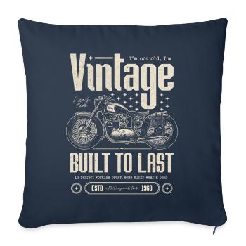 Moto Vintage Motards Moto Anniversaire 1960 - Housse de coussin décorative 45 x 45 cm - bleu marine - Devant