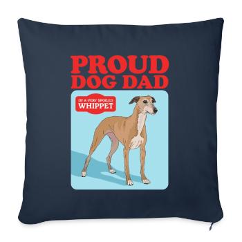 Whippet Dad Petit lévrier anglais Cadeau - Housse de coussin décorative 45 x 45 cm - bleu marine - Devant