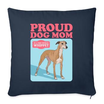 Whippet Mom Petit lévrier anglais Cadeau - Housse de coussin décorative 45 x 45 cm - bleu marine - Devant