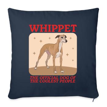 Whippet Lévrier anglais Cadeau - Housse de coussin décorative 45 x 45 cm - bleu marine - Devant