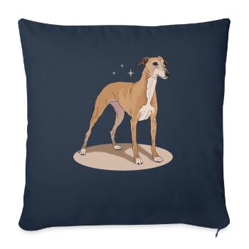 Whippet Cadeaux de lévrier anglais - Housse de coussin décorative 45 x 45 cm - bleu marine - Devant
