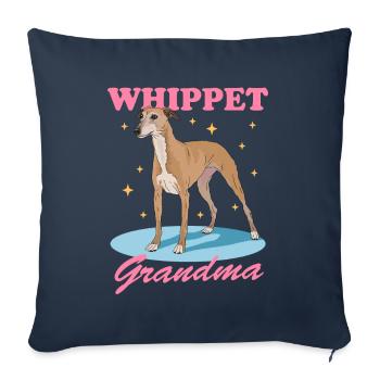 Whippet Granny English Greyhound Cadeau - Housse de coussin décorative 45 x 45 cm - bleu marine - Devant
