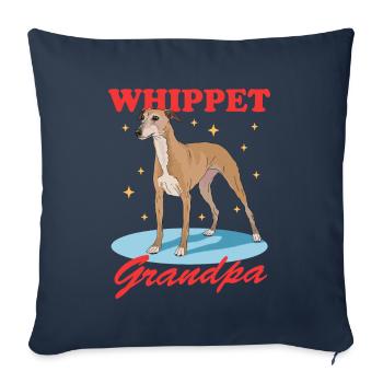 Whippet Grandpa Lévrier anglais Cadeau - Housse de coussin décorative 45 x 45 cm - bleu marine - Devant