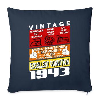 82 ans Millésime 1943 femmes & hommes Anniversaire - Housse de coussin décorative 45 x 45 cm - bleu marine - Devant