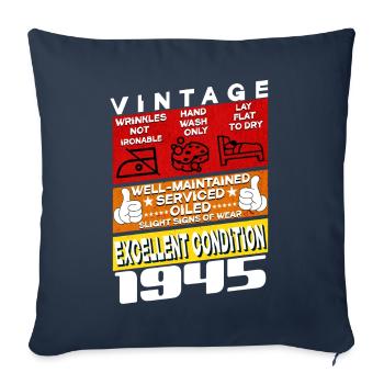 80 years old Vintage 1945 women & men Birthday - Sofa pillowcase 17,3'' x 17,3'' (45 x 45 cm) - navy - Front