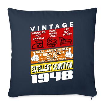 77 years old Vintage 1948 women & men Birthday - Sofa pillowcase 17,3'' x 17,3'' (45 x 45 cm) - navy - Front
