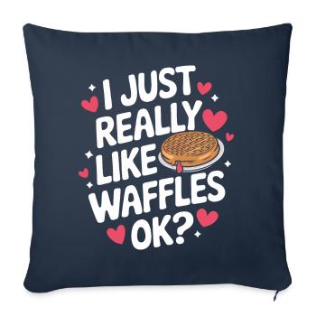Gaufres Bonbons pour le petit-déjeuner - Housse de coussin décorative 45 x 45 cm - bleu marine - Devant