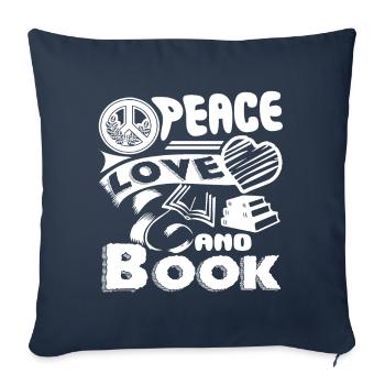 Book Peace Love Book - Sofa pillowcase 17,3'' x 17,3'' (45 x 45 cm) - navy - Front