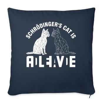 Le chat de Schrödinger mort et vif - Housse de coussin décorative 45 x 45 cm - bleu marine - Devant