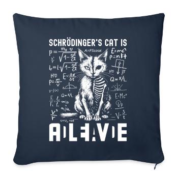 Le chat de Schrödinger mort et vif - Housse de coussin décorative 45 x 45 cm - bleu marine - Devant