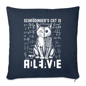 Le chat de Schrödinger mort et vif - Housse de coussin décorative 45 x 45 cm - bleu marine - Devant