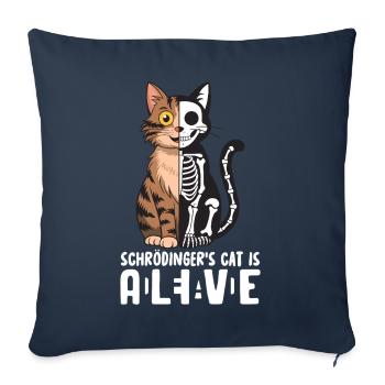 Le chat de Schrödinger mort et vif - Housse de coussin décorative 45 x 45 cm - bleu marine - Devant