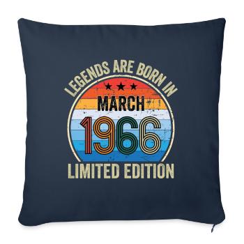 Les légendes sont nées en mars 1966 Édition limitée - Housse de coussin décorative 45 x 45 cm - bleu marine - Devant