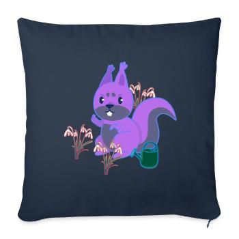 Squirrel Spring Flowers Gardening Flowers - Sofa pillowcase 17,3'' x 17,3'' (45 x 45 cm) - navy - Front
