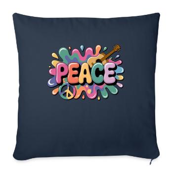 PEACE – Psychédélique - Housse de coussin décorative 45 x 45 cm - bleu marine - Devant