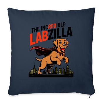 Labzilla – Labrador roux en mode monstre - Housse de coussin décorative 45 x 45 cm - bleu marine - Devant