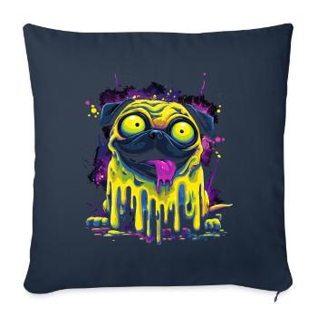 Trippy Psychedelischer Mops Bunter Graffiti Style - Sofakissenbezug 45 x 45 cm - Navy - Vorne