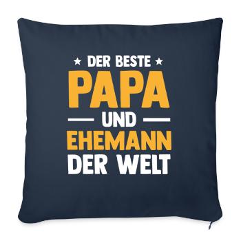 Meilleur papa et mari Fête des hommes Fête des pères - Housse de coussin décorative 45 x 45 cm - bleu marine - Devant