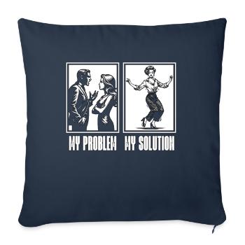 Prof de danse Mon problème Mon pictogramme Maman Papa - Housse de coussin décorative 45 x 45 cm - bleu marine - Devant