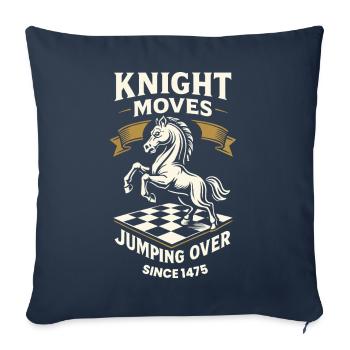 Le cavalier se déplace et saute par-dessus le joueur d’échecs - Housse de coussin décorative 45 x 45 cm - bleu marine - Devant