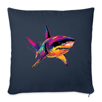 requin requin tigre requin plongeur requins mignons grand requin blanc - Housse de coussin décorative 45 x 45 cm - bleu marine - Devant