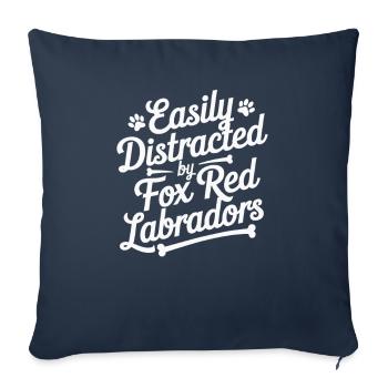 Facilement distrait par les labradors roux renards - Housse de coussin décorative 45 x 45 cm - bleu marine - Devant