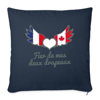 Binationalités France Canada FrancoCanadien - Housse de coussin décorative 45 x 45 cm - bleu marine - Devant