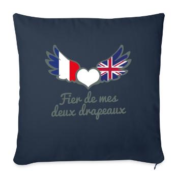 Binationalités France Royaume Uni FrancoAnglais - Housse de coussin décorative 45 x 45 cm - bleu marine - Devant