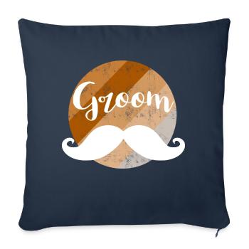 Moustache de marié - Housse de coussin décorative 45 x 45 cm - bleu marine - Devant